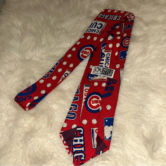 VTG 1992 RM Style Chicago Cubs Ralph Marlin Silk Neck Tie R/W/B Admit One - Picture 5 of 12